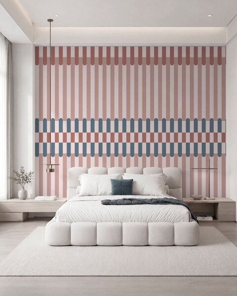 Tapet Model cu dungi în nuanțe de roz și albastru, Fototapet Geometrie, w05150v5 : Uwalls.ro