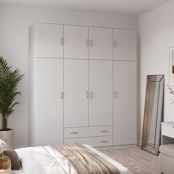 Dulap cu 4 usi Alvia, Alb, 51x200x240 cm
