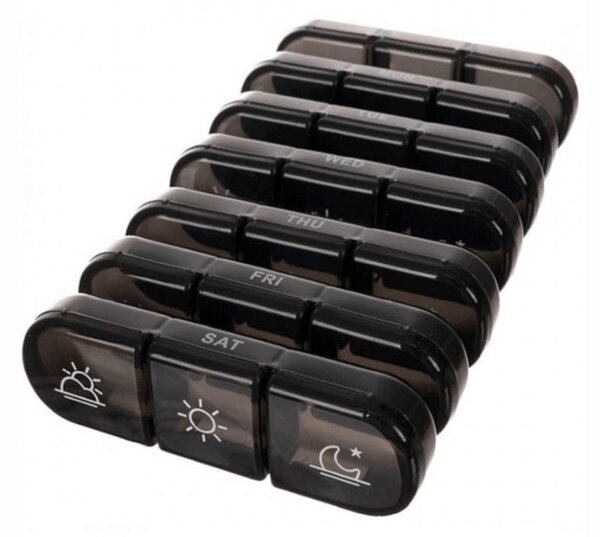 Organizer pentru medicamente 7 DAYS 16x12x4,5 cm, negru