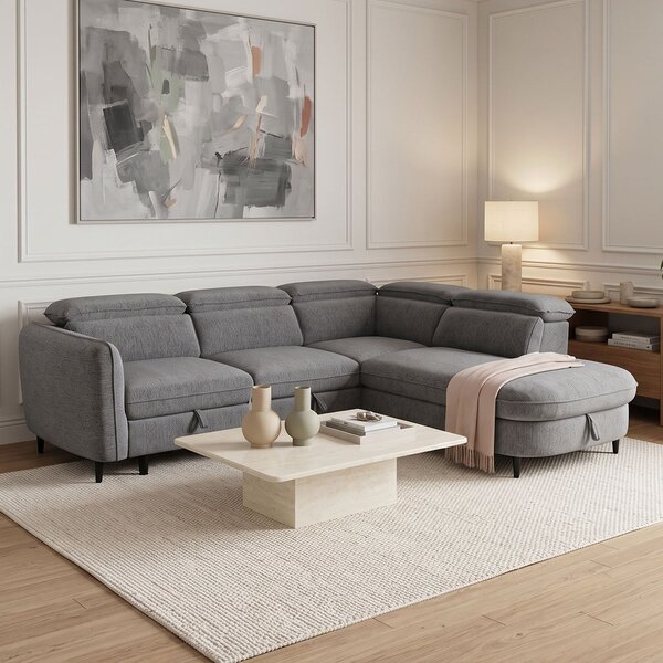 Coltar stanga extensibil Napia, Gri inchis, 210x249x98 cm