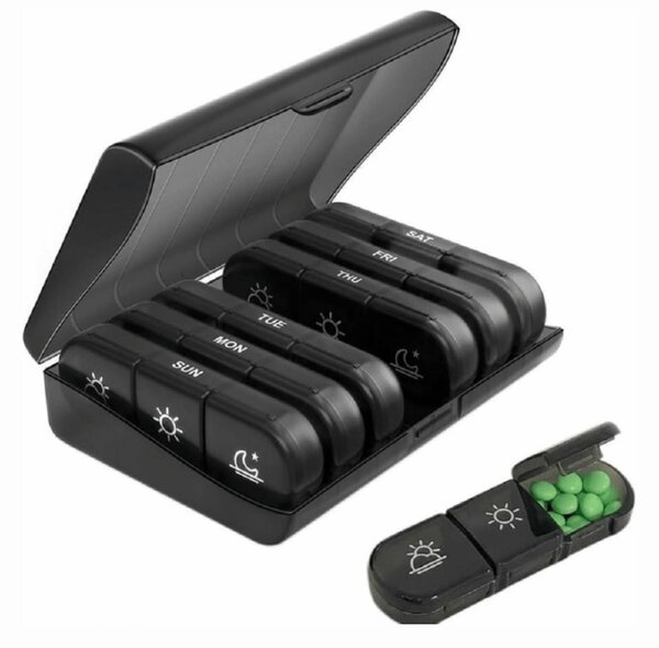 Organizer pentru medicamente 7 DAYS 16x12x4,5 cm, negru