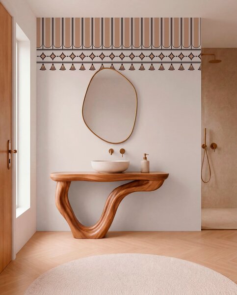 Tapet Bordură decorativă în nuanțe de bej, Imagini de fundal unice, w05151 : Uwalls.ro