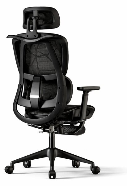 Scaun ergonomic, functie translatie sezut, cotiere reglabile 3D, tetiera 3D, suport lombar 3D Adaptive, pivotant, suport picioare, Negru