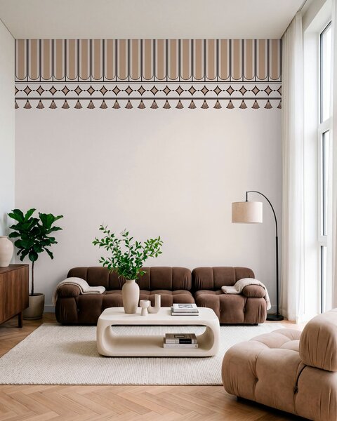 Tapet Bordură decorativă în nuanțe de bej, Imagini de fundal unice, w05151 : Uwalls.ro