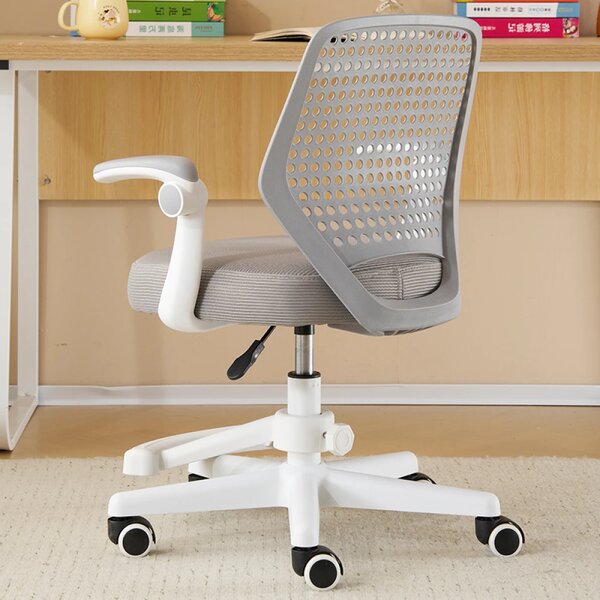 Scaun ergonomic copii, Reglabil pe inaltime, Cotiere rabatabile 2D, Roti blocare automata, baza PP, Gri