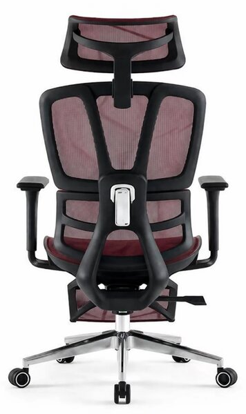 Scaun ergonomic, Sezut translatie, Cotiere 3D, Tetiera 3D, Suport lombar adaptiv, Pivotant, Suport picioare, Rosu