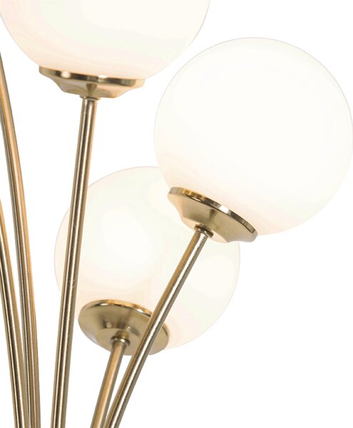 Lampa de podea moderna aurie cu sticla opala cu 5 lumini - Atena