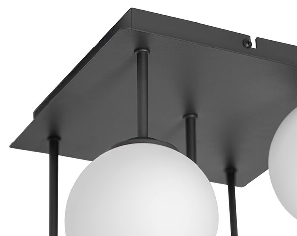 Plafoniera moderna neagra cu sticla opal 5 lumini - Atena