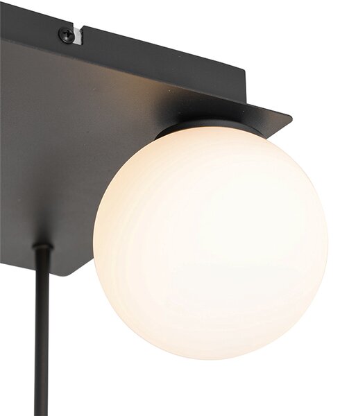 Plafoniera moderna neagra cu sticla opal 5 lumini - Atena