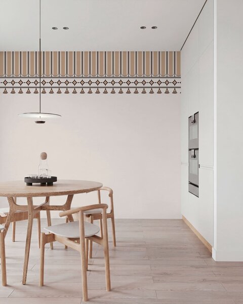 Tapet Bordură decorativă în nuanțe de bej, Imagini de fundal unice, w05151 : Uwalls.ro