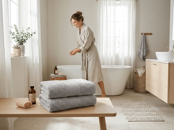 Prosop EMBORIA 70x140 cm gri deschis, 100% bumbac