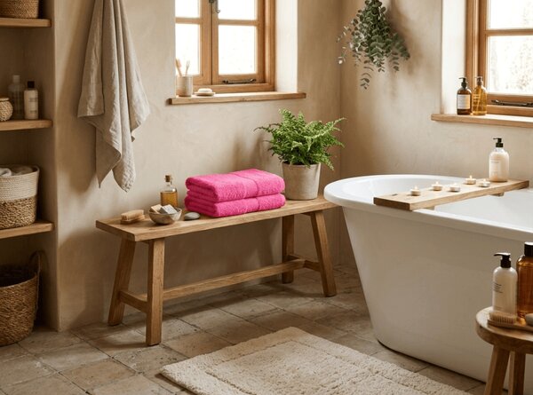 Prosop EMBORIA 50x100 cm roz, 100% bumbac