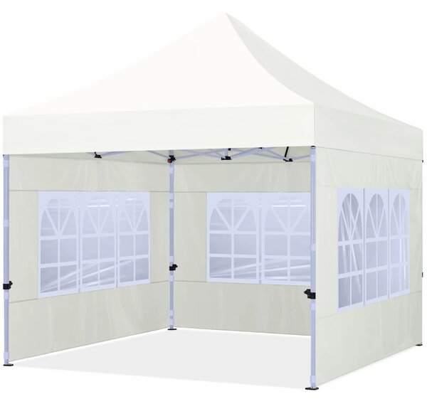 ABCCANOPY – Cort pliabil 3x3 m, înălțime reglabilă 3 trepte, pereți cu ferestre transparente, impermeabil, Bej