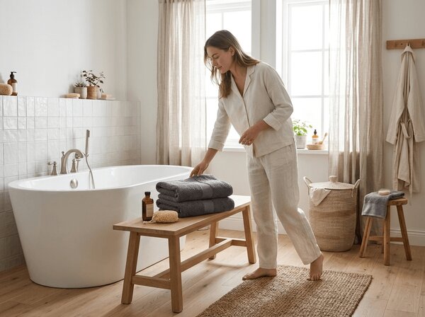 Prosop EMBORIA 70x140 cm gri inchis, 100% bumbac