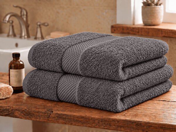 Prosop EMBORIA 70x140 cm gri inchis, 100% bumbac
