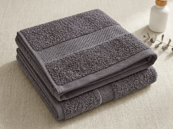 Prosop EMBORIA 50x100 cm, gri inchis, 100% bumbac
