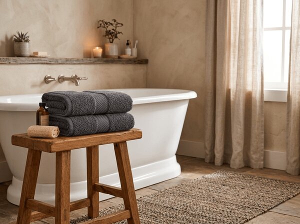 Prosop EMBORIA 70x140 cm gri inchis, 100% bumbac