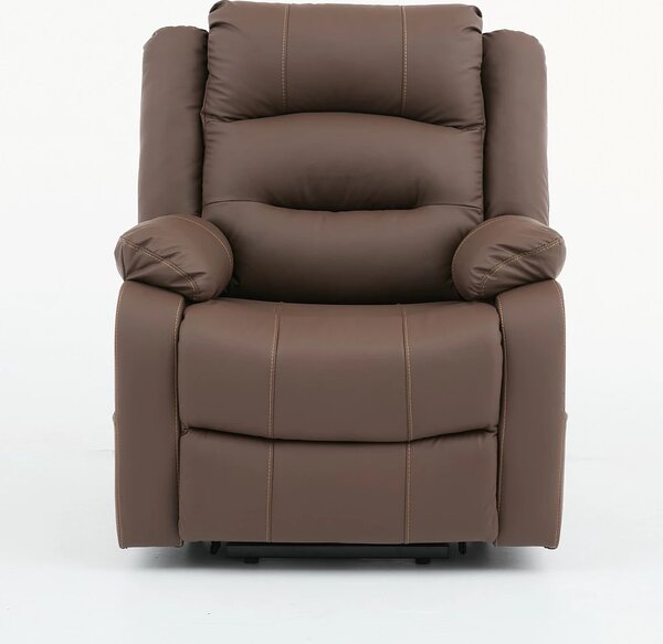Fotoliu Electric Power Lift&Recliner, ridicare și rabatare, masaj și incalzire, buzunar lateral, telecomenzi, PU, Maro