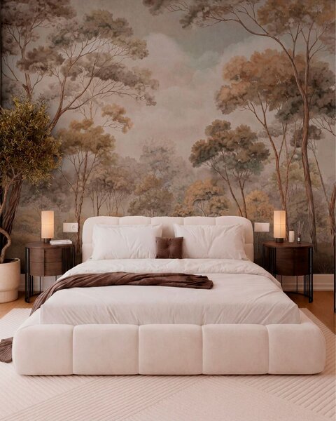 Tapet Peisaj forestier cald, în nuanțe naturale, Fototapet Natură, w05624v2 : Uwalls.ro