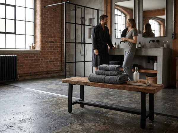Prosop EMBORIA 50x100 cm, gri inchis, 100% bumbac