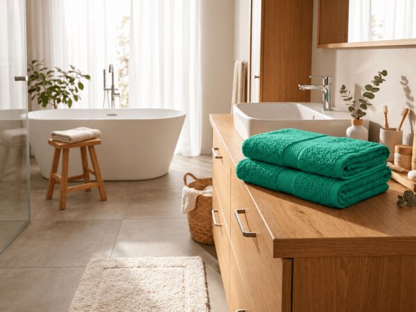 Prosop EMBORIA 50x100 cm verde, 100% bumbac