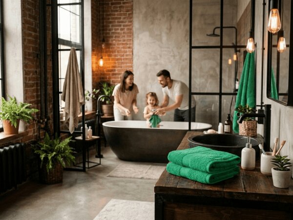 Prosop EMBORIA 50x100 cm verde, 100% bumbac
