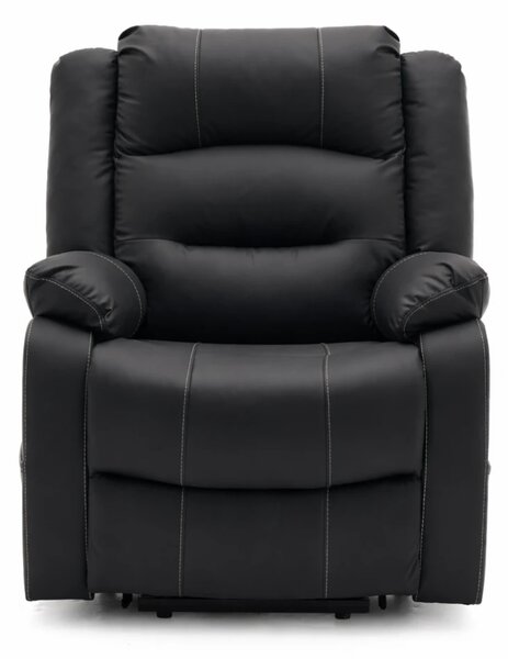 Fotoliu Electric Power Lift&Recliner, ridicare și rabatare, masaj și incalzire, buzunar lateral, telecomenzi, PU, Negru