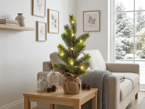 Brad de Craciun artificial LITTLE SPRUCE cu iluminat LED, 37 cm