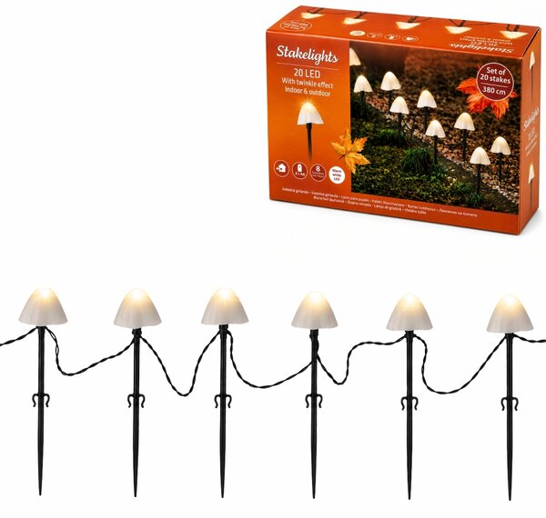 Lampi LED de gradina MUSHROOMS 20 buc, 380 cm