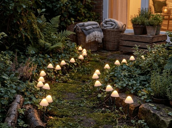 Lampi LED de gradina MUSHROOMS 20 buc, 380 cm