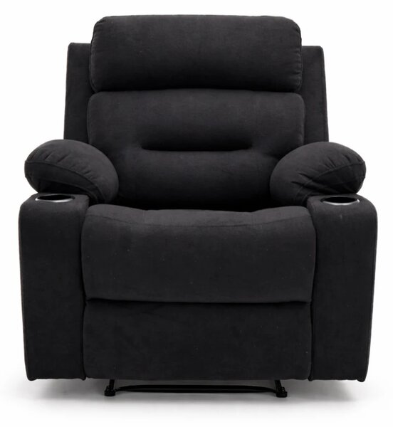Fotoliu Masaj, Incalzire, Rabatabil, Sezut cu Arcuri Metalice, Suport Picioare extensibil, Chenille, Negru