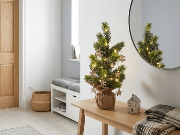 Brad de Craciun artificial LITTLE SPRUCE cu iluminat LED, 37 cm