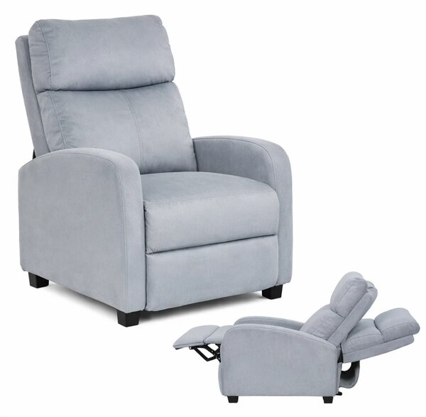 Fotoliu de relaxare, Spatar Rabatabil 135°, Suport picioare extensibil, Catifea, Gri Velvet-39