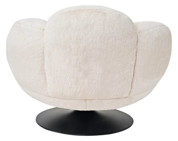 Fotoliu de relaxare rotativ 360° tip Lounge, tapițerie Mink Cashmere, bază metalică neagră Ø60 cm, Beige, 96x93x78 cm