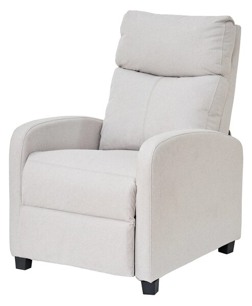 Fotoliu de relaxare, Spatar Rabatabil 135°, Suport picioare extensibil, Material textil, Bej Barrel-03