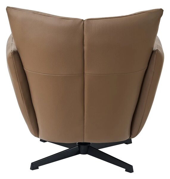 Fotoliu Accent Pivotant 360° – Design Modern, Bază Metalică Neagră, Tapițerie PU Premium, Maro