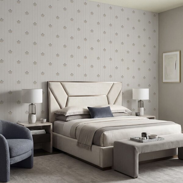 Tapet Ornamente florale delicate și dungi verticale, Tapet unic, a01282 : Uwalls.ro