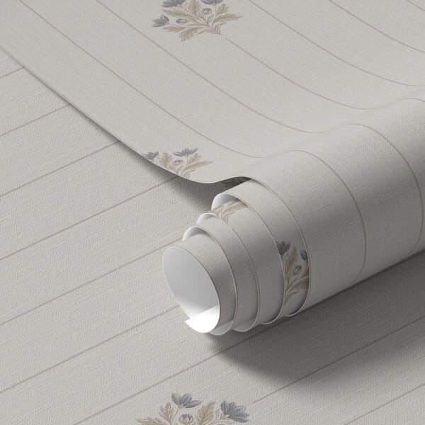 Tapet Ornamente florale delicate și dungi verticale, Tapet unic, a01282 : Uwalls.ro