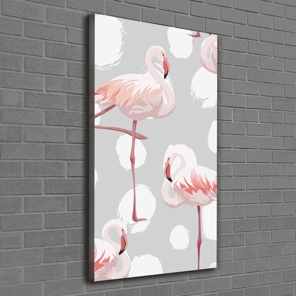 Tablou canvas Flamingos și puncte