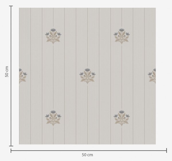 Tapet Ornamente florale delicate și dungi verticale, Tapet unic, a01282 : Uwalls.ro
