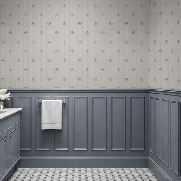 Tapet Ornamente florale delicate și dungi verticale, Tapet unic, a01282 : Uwalls.ro