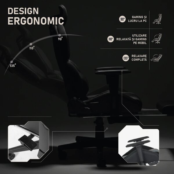 LUMINA X-Motion Core – Gaming & Office –Ergonomie și Confort Total, PU, Negru/Albastru