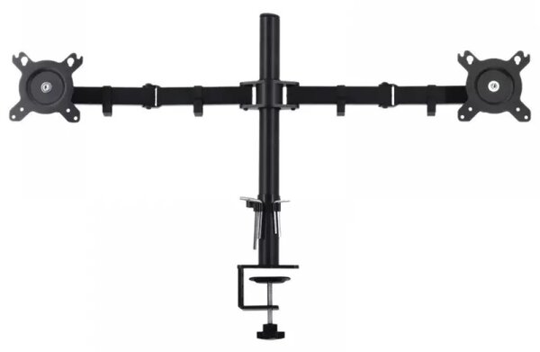 Suport Monitor Profesional cu Braț Dublu Reglabil – Ergonomie, Stabilitate și Control Total, Negru