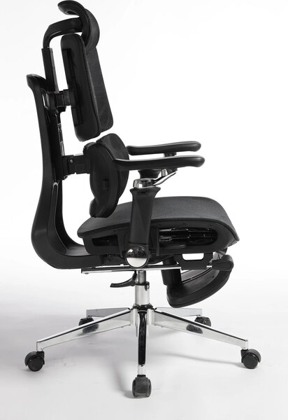 DeluxStar T10 Premium – Scaun ergonomic, cotiere 6D ultra moi, Suport Lombar 3 Zone Dinamice, Spătar ajustabil pe inaltime, Sezut Translatie, Tetiera 4D, mecanism multifunctional inclinare/blocare, pivotant, Mesh, Negru