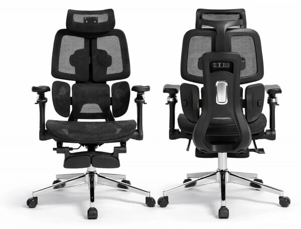 DeluxStar T10 Premium – Scaun ergonomic, cotiere 6D ultra moi, Suport Lombar 3 Zone Dinamice, Spătar ajustabil pe inaltime, Sezut Translatie, Tetiera 4D, mecanism multifunctional inclinare/blocare, pivotant, Mesh, Negru