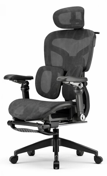 AEROMAX PRO SLIDING Scaun ergonomic, Sezut Translatie, cotiere 6D, Tetiera 3D, Suport lombar dublu ajustabil, Suport picioare, Umeras, Full Mesh, Negru