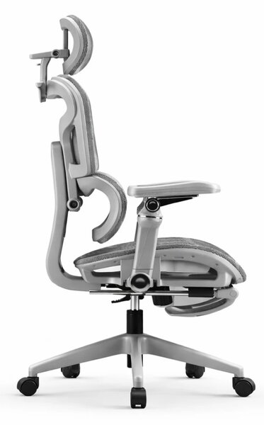 Scaun ergonomic, Sezut Translatie, cotiere 9D, tetiera 6D, suport lombar reglabil, spătar reglabil inaltime, pivotant, suport picioare, Gri