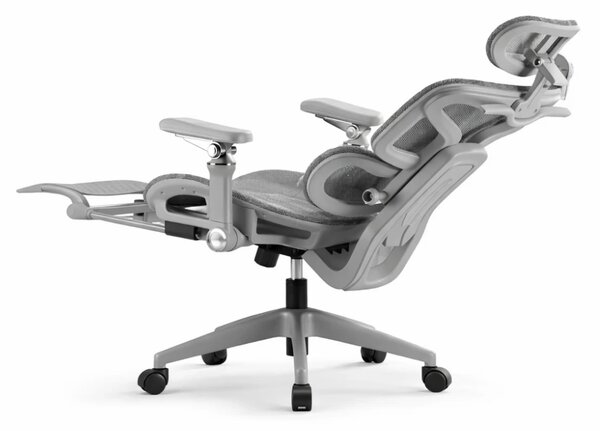Scaun ergonomic, Sezut Translatie, cotiere 9D, tetiera 6D, suport lombar reglabil, spătar reglabil inaltime, pivotant, suport picioare, Gri