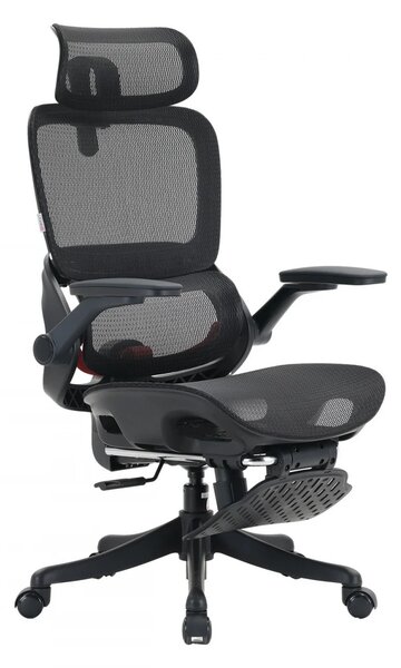 Scaun ergonomic SIHOO B100-PRO, cotiere 4D, tetiera 3D, mecanism multifunctional inclinare/blocare, suport picioare, pivotant, Mesh, Negru