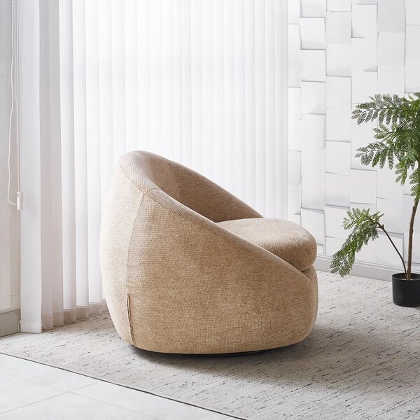 Fotoliu Rotativ – Fotoliu Modern și Confortabil pentru Living, Material Textil, stofă Aragon, Bej